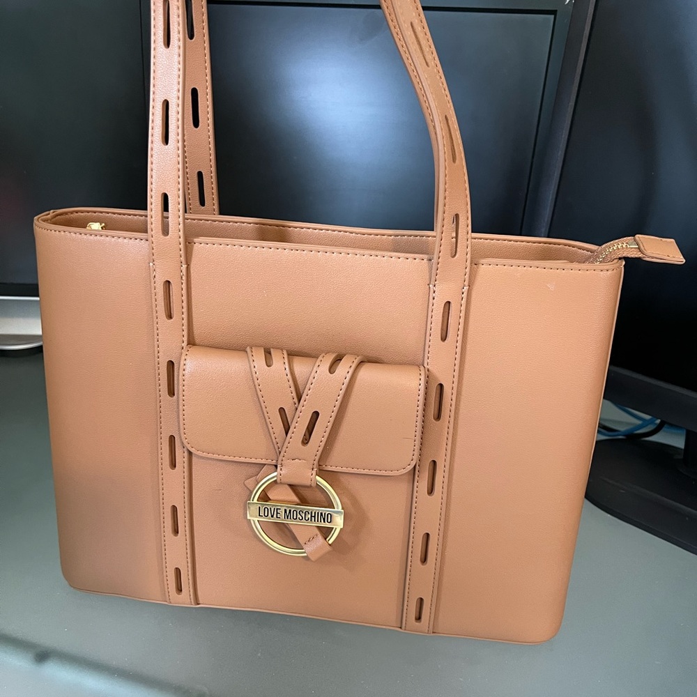 Love Moschino camel tote bag
